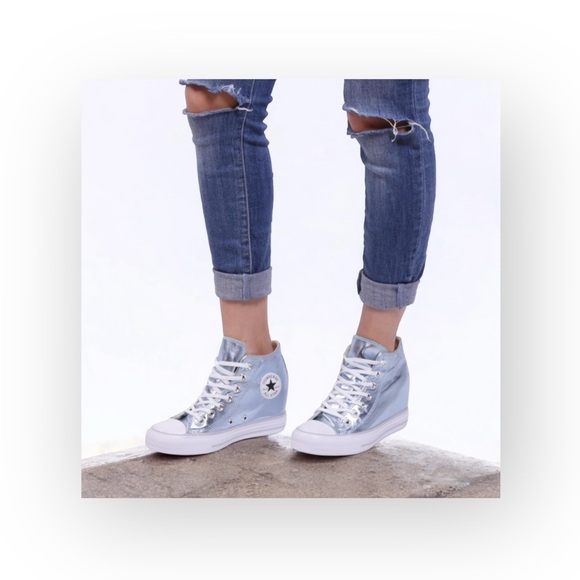 Rare: Sophia Vergara’s Converse ✪ Chucks Lux Mid Wedge Sneakers ✪ Metal Glacier - Picture 16 of 17